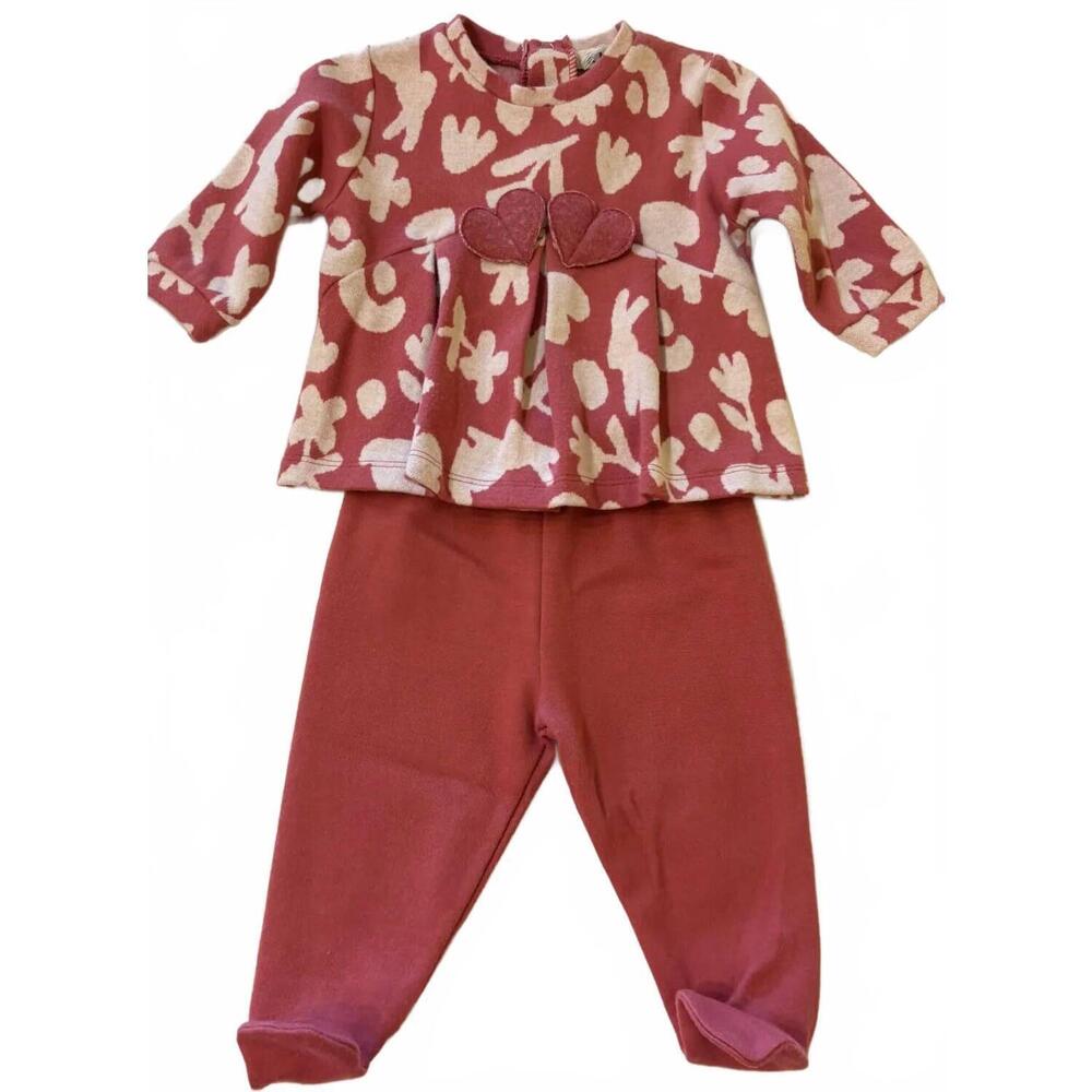 NEW EMC girl's mixed print legging set in pink